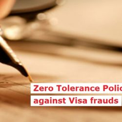 Zero Tolerance Policy against Visa frauds